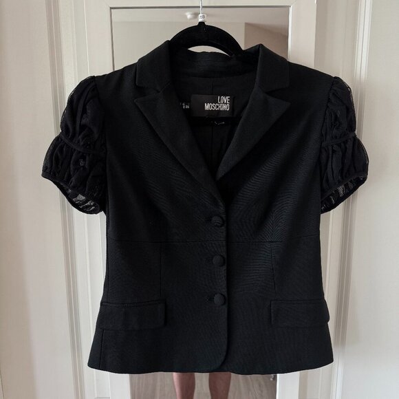 Love Moschino Black Short Puff Sleeve Jacket US8 - Picture 1 of 5